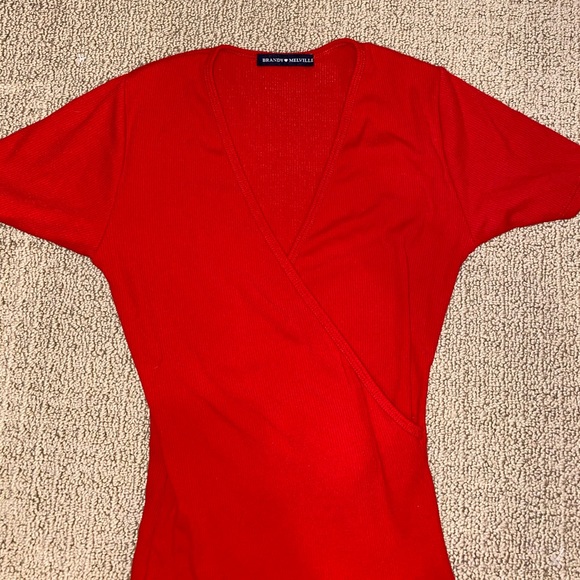 Red Ribbed Bodysuit - Picture 2 of 4